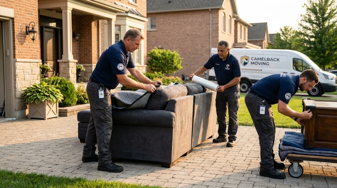 Large estate moving crew wrapping furniture in Franklin Furnace, OH