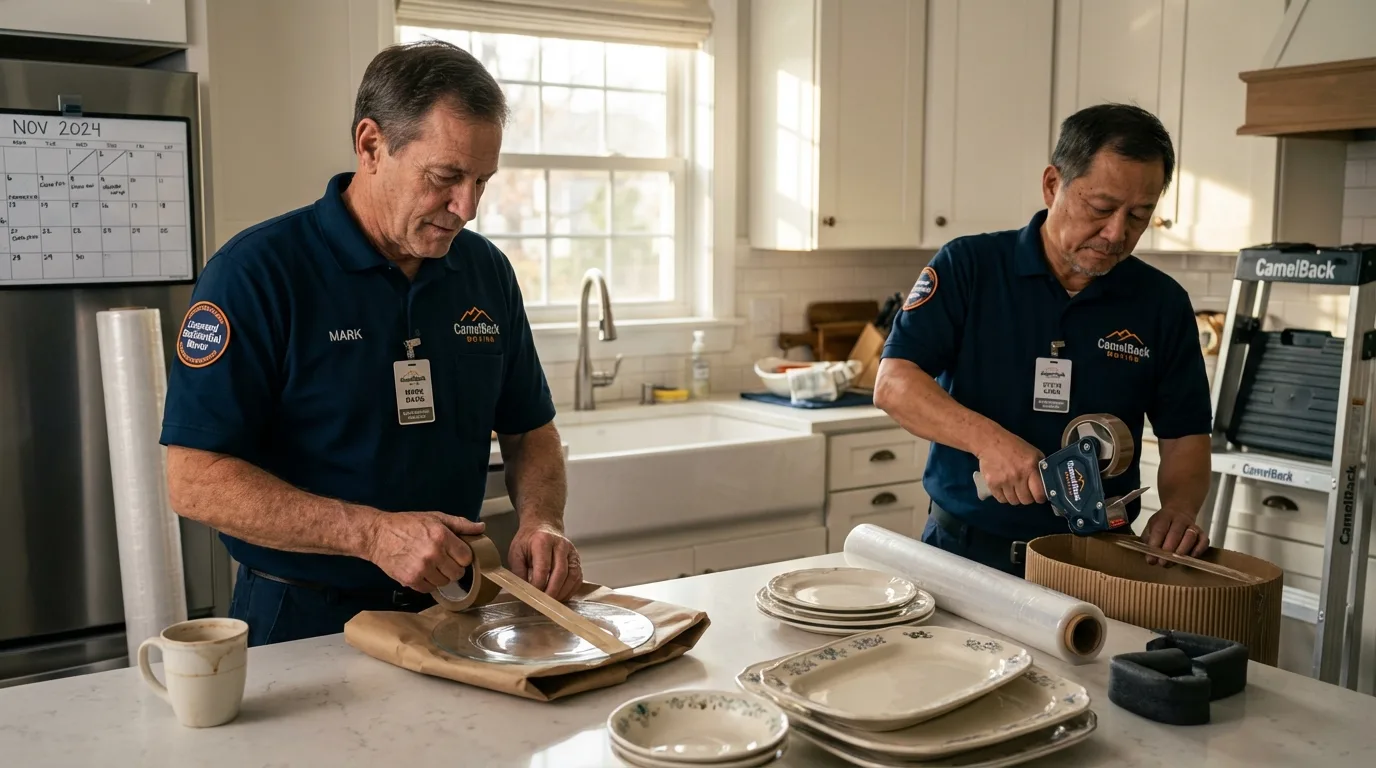 Professional crew packing kitchen dishware in Franklin Furnace, OH